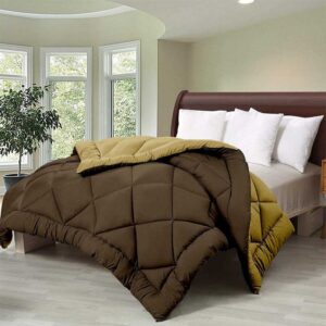 Reversible Comforter Double Bed King Size Quilt Blanket for Winter (200 GSM, Walnut & Dark Brown)