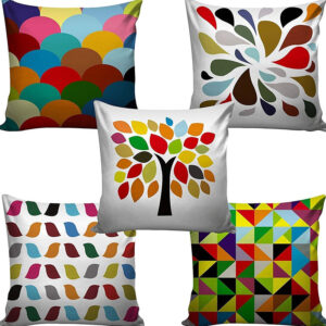 Set Of 5 Multi Colored Decorative Hand Made Jute Throw/Pillow Cushion Covers