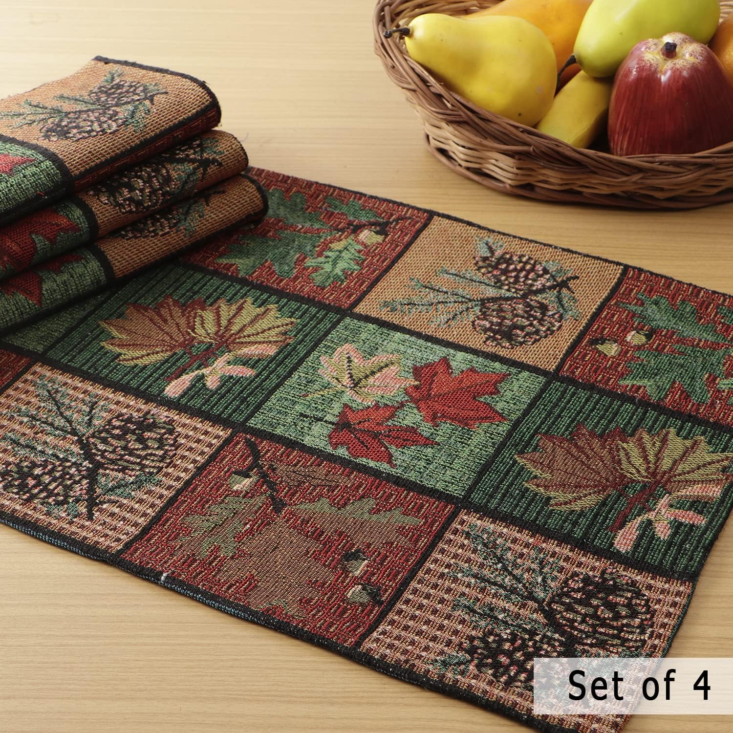 Premium Dinning table Placemats Set of 4 (12x18 Inches) Multicolor Leaf - Image 4
