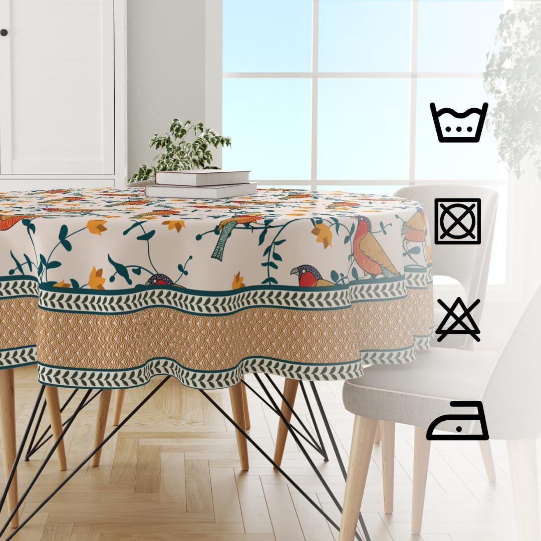 Premium Cotton 60 Inch Circular Table Cloth - Pack Of 1, Multicolor - Image 4
