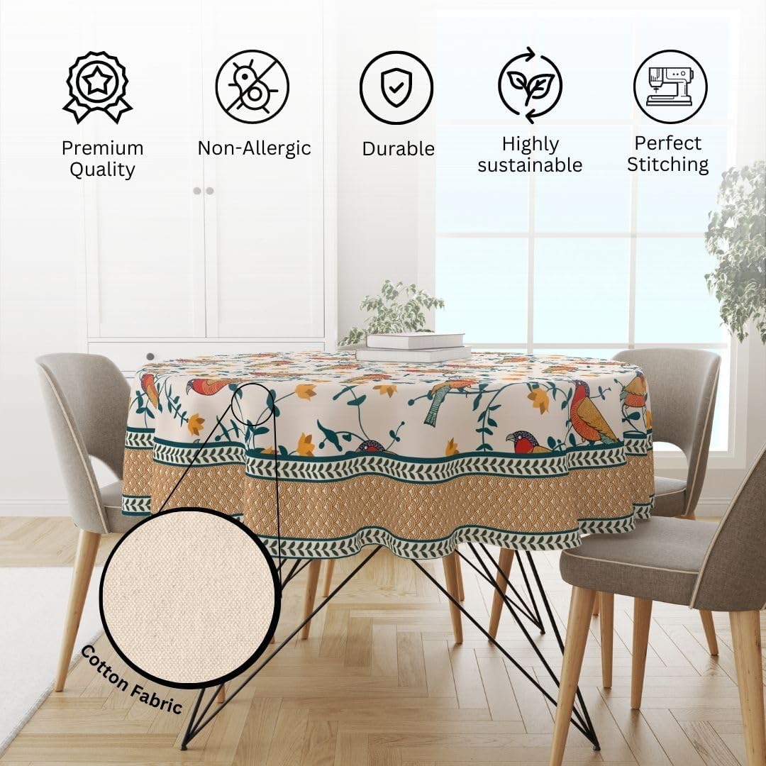Premium Cotton 60 Inch Circular Table Cloth - Pack Of 1, Multicolor - Image 5