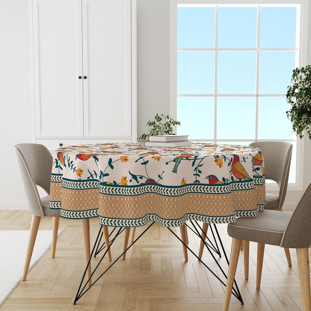 Premium Cotton 60 Inch Circular Table Cloth - Pack Of 1, Multicolor - Image 6