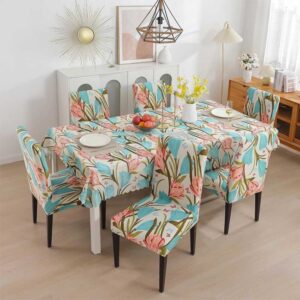 Dining Chair Cover with Table Covers (1 Table Cover + 6 Chair Cover)