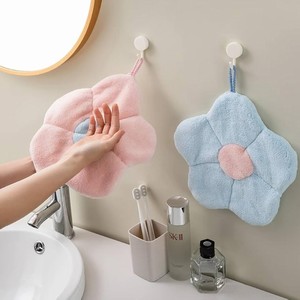 Flower Design Hand Towels for Kitchen and Bathroom, Soft & Plush Wash Basin Hand Dry Towel with Hanging Loop, Suitable for Both Kids and Adults - Pack of 2 (23x28 cm, Multicolor)
