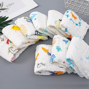 Baby Face Towel/Cotton Handkerchief For Women, girls And Kids, NewBorn Baby/Rumal/Hanky for School/Extra Soft And Super Absorbent (25 x 25 CM) -Six Layered,Printed White