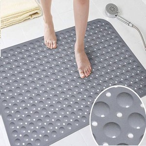 Polyvinyl Chloride Soft-Pebble Anti-Slip Bathroom Shower Mat (Grey, 88x58cm)