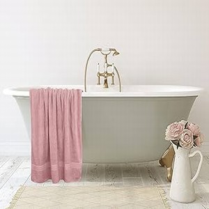 Microfiber Towels for Bath Large Size-Super Soft Coral Fleece Bathing Towel with Hook Quick Dry Super Absorbent-Bath Towel for Men and Women-70x140 cm (1, Pink)