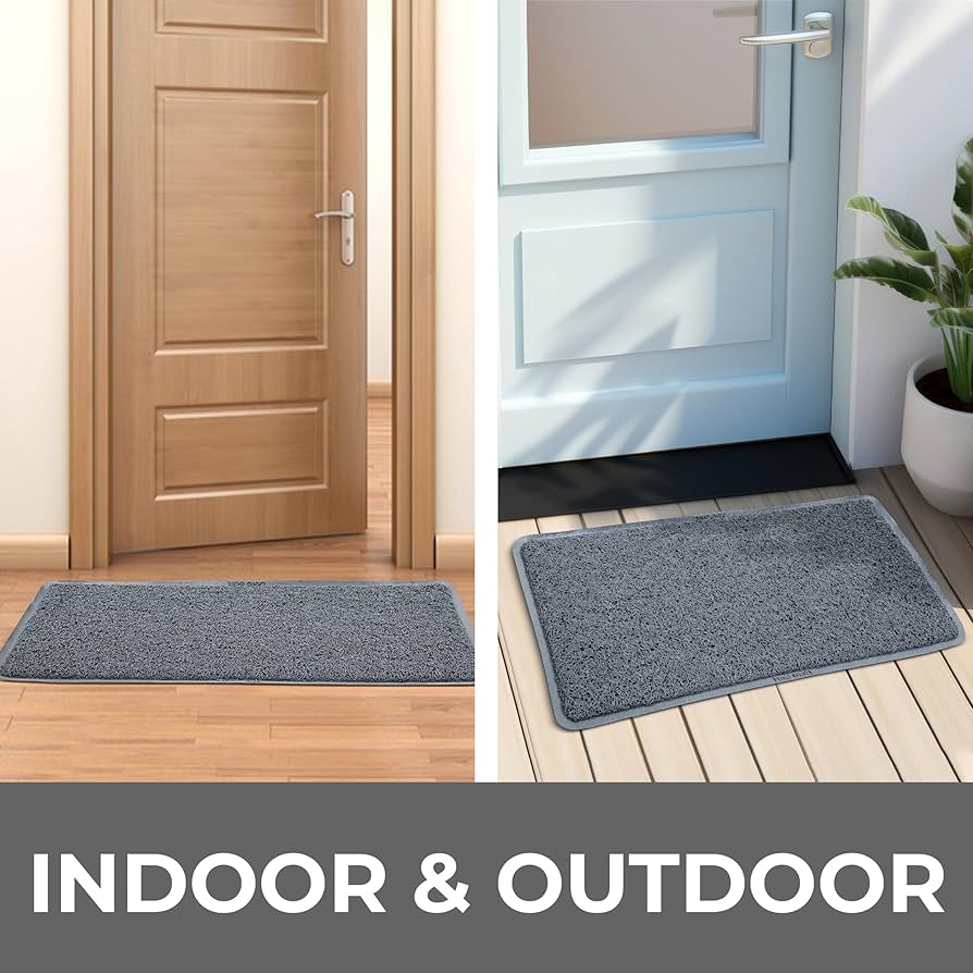 Premium Non Slip PVC Door Mats for Home Entrance, Mat for Living Room, Kitchen Floor, Sink, Outdoor, Indoor, Bedroom, Bathroom, 15 mm Thick Doormat/Runner/Rug 41x69 cm Rectangle Grey - Image 5