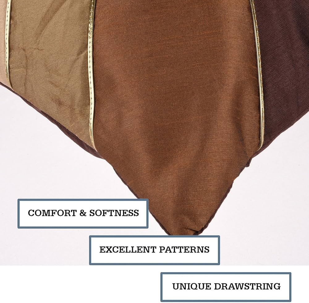 Cushion Cover | Pillow Covers for Sofa | Throw Cushion Cover | Dupion Polyester Cushion Covers | Cream Patang Wire Cushion Covers | Set of 5 | 16 Inch | Brown - Image 4