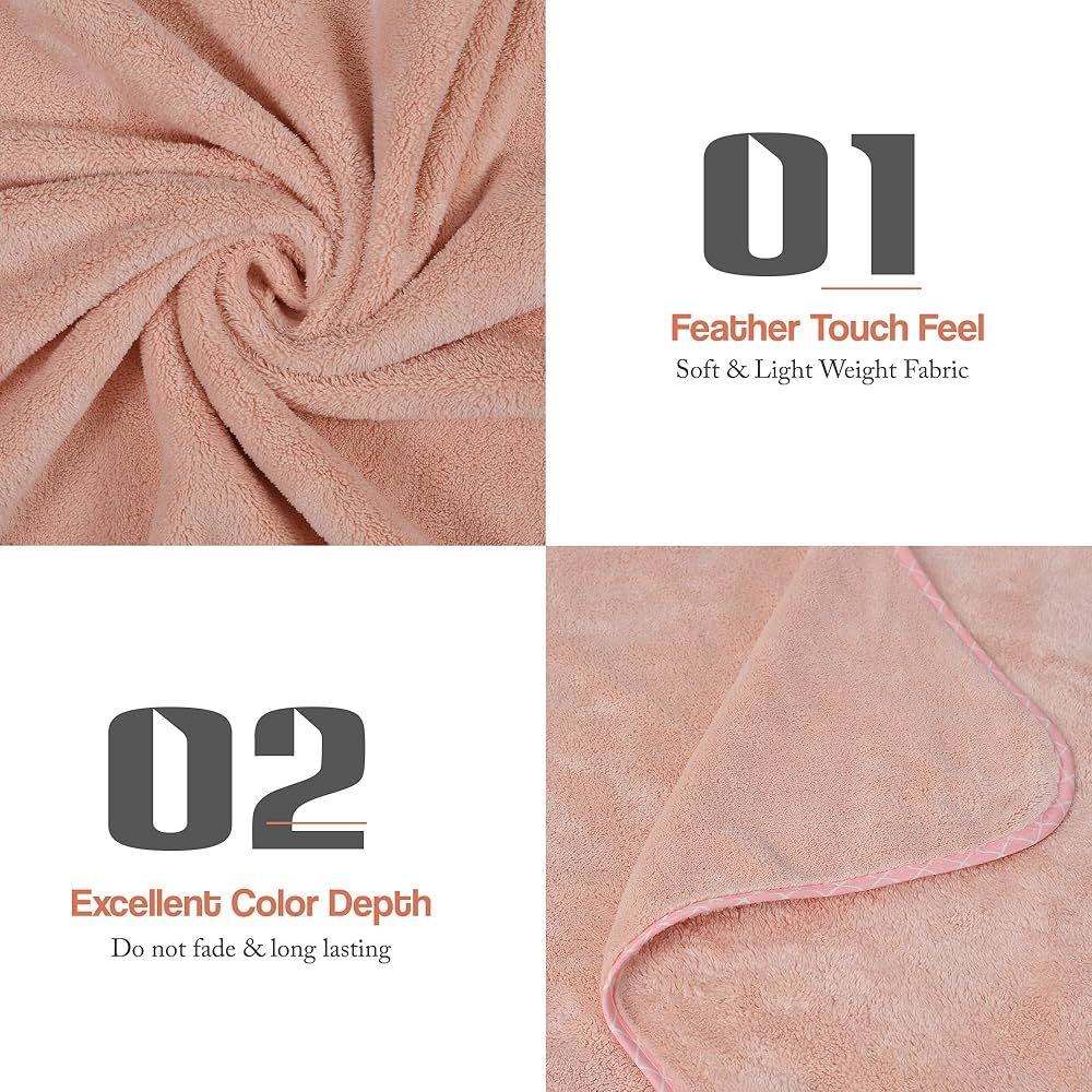 Premium Microfiber Kids Bath Towels Quick Drying Towels for Unisex Kids Cartoon Print Baby Towel for Boys and Girls (70 x 140 Cms, Pack of 1) - Peach - Image 2