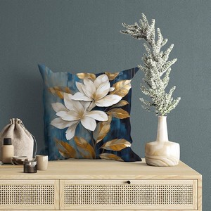 Printed Cushion Cover Home Decorative Pillow Cushion Covers for Sofa Soft Solid Square Throw Pillow Cushion Covers Satin Cushion Covers Set of 5 Size 16 x 16 Inch