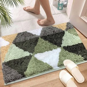 Bath Mat Canada Triangle Super Soft Anti Skid Slip Water Soak Washable Door Mats for Home, Bathroom Mat, Floor Mat, Kitchen Mat for Floor (40x60 cm) Green