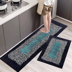 Runner Mat Pack Of 2 Pcs Floor Mat Runner With Anti Skid Backing For Kitchen/Yoga/Living Room/Bed Room Rugs 16"X 24" And 17"X 47" Inch Cotton Thread, Light Green