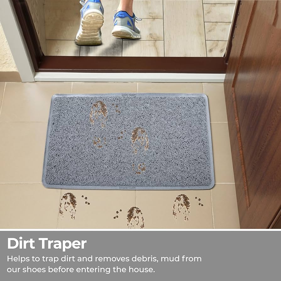 Premium Non Slip PVC Door Mats for Home Entrance, Mat for Living Room, Kitchen Floor, Sink, Outdoor, Indoor, Bedroom, Bathroom, 15 mm Thick Doormat/Runner/Rug 41x69 cm Rectangle Grey - Image 6