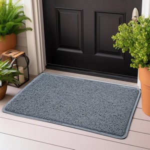 Premium Non Slip PVC Door Mats for Home Entrance, Mat for Living Room, Kitchen Floor, Sink, Outdoor, Indoor, Bedroom, Bathroom, 15 mm Thick Doormat/Runner/Rug 41x69 cm Rectangle Grey
