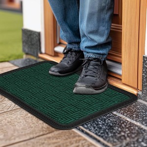 Polypropylene Main Door Entrance Mats (60x40 cm) | Green | Welcome Mat with Rubber Border | Anti Slip Rubber Backing | Footmat Ideal for Home, Outdoor, Balcony, Offices, Shops