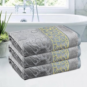 Pack of 3 Soft Blend Cotton Bathing Towel For Men/Women | 450 GSM Fade/Wrinkle Resistant Towels | 30x60 Inches - Velvet Grey
