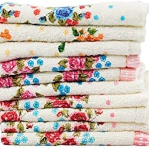 Soft Cotton Velvet Face Towel Womens _ Ladies Hanky _ Handkerchief _ Rumal _ Hankies Soft & Absorbent (Size_ Small) Floral Print Pack of 12 Pcs