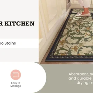 2-Piece Non-Slip Cushioned Kitchen Rug Set – Waterproof Comfort Mats for Floor, Home, Office, Sink & Laundry – Multicolor