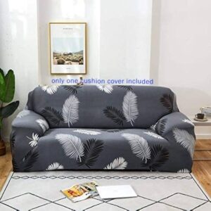 Three Seater Sofa Cover Big Elasticity, Protective, Flexible Stretch, Spandex & Polyester Sofa Slipcover with 1 Piece Cushion Cover Included (Three Seater, 185-230cm, Dark Grey Fern