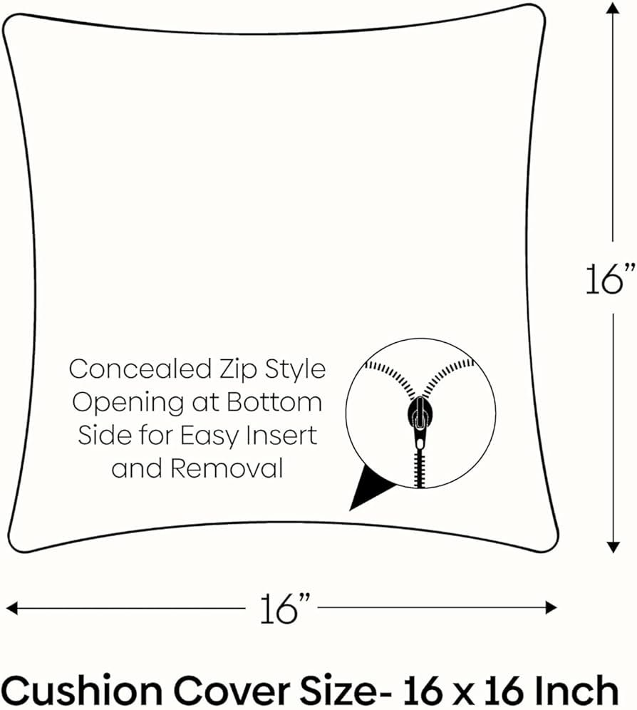 Decorative Embroidered Cushion Cover _ Knitted Chambray Front Throw Pillow Cushion Cover for Sofa Living Room _ 16Inch X 16Inch _ Green Velvet, 260 TC - Image 3