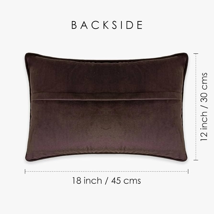 Leopard Applique Decorative Velvet Cushion Cover (12 x 18 Inches) w-Luxurious Faux Leather Cutwork & Velvet Piping_ Stylish & Trendy Design (Dark Brown) - Image 6