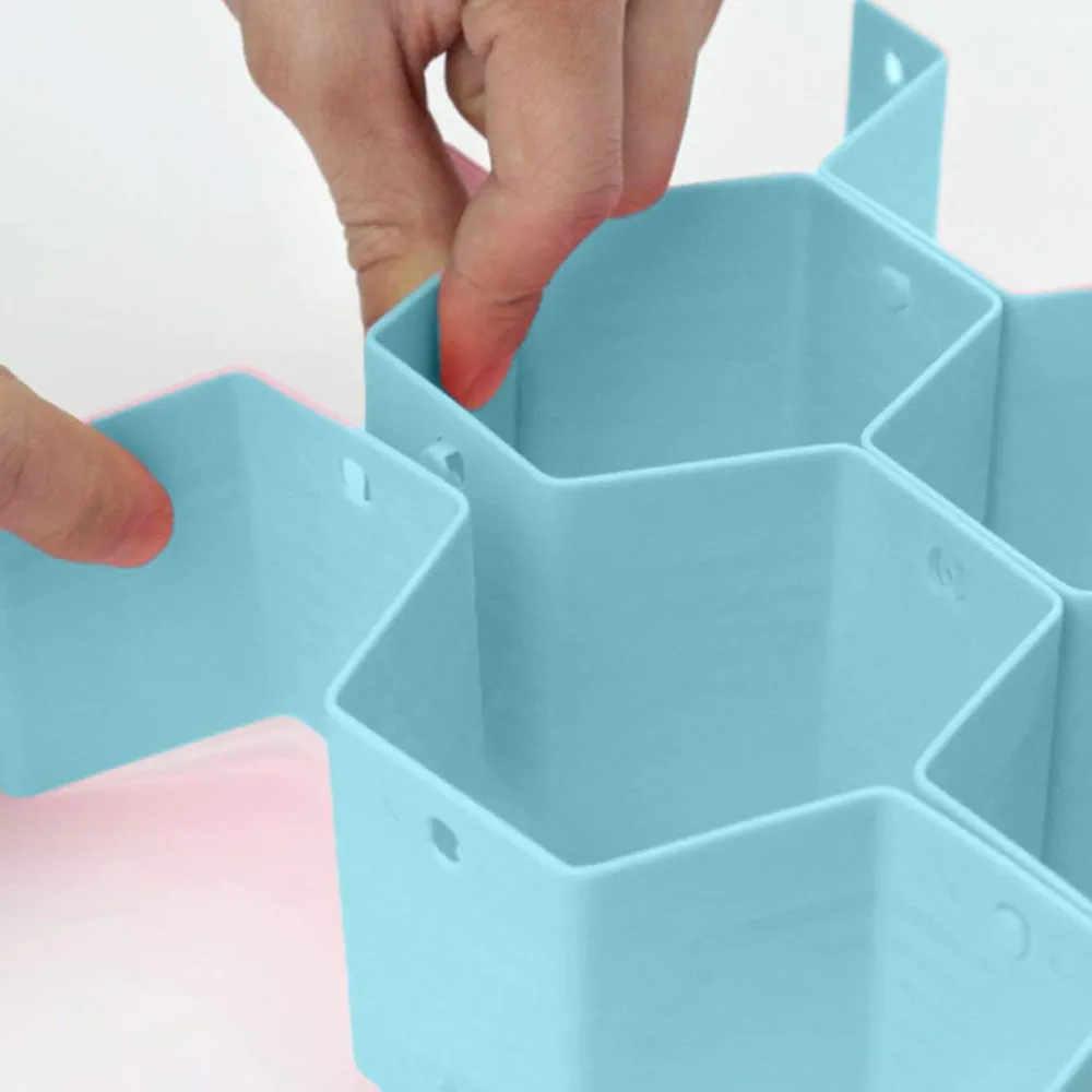 Plastic Honeycomb Drawer Organizer for Underwear, Socks & Innerwear | 16 Straps, 38 Compartments | Adjustable Closet Divider | Blue | Made in India - Image 2