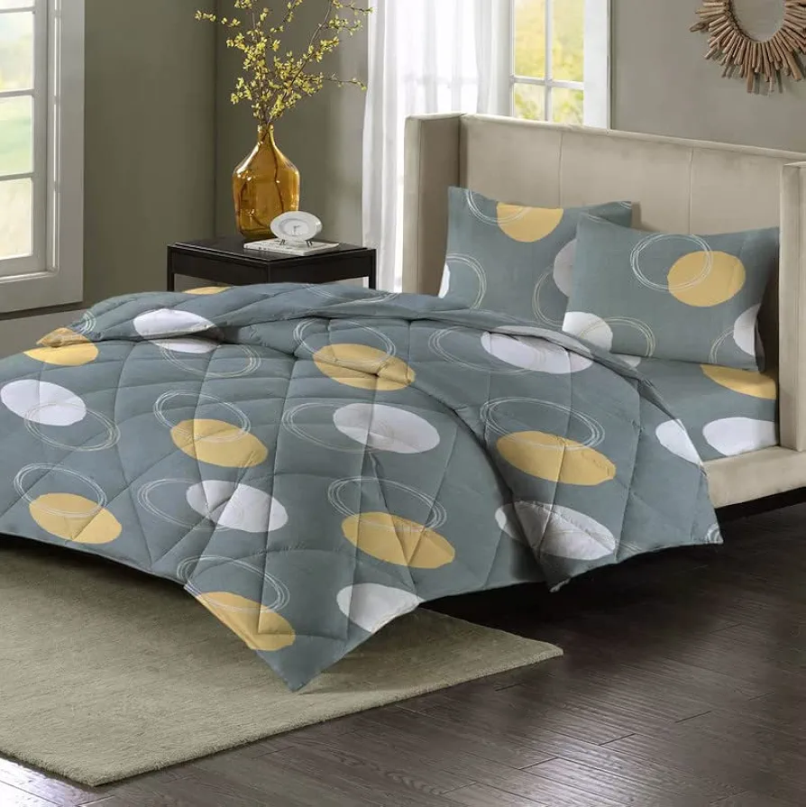 220 GSM Solid Plain Reversible Summer (Grey & Orange, Lightweight & Soft)