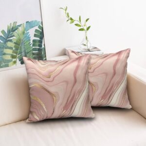 Marble Print Cushion Cover 16 inch x 16 inch with Invisible Zipper - Premium Stitched Sofa Cushion Cover Set of 2