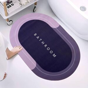 Premium Silicon Cushioned Floor Mat (60x40 cm) - Super Absorbent, Quick-Dry & Non-Slip for Bathroom and Kitchen (Purple)