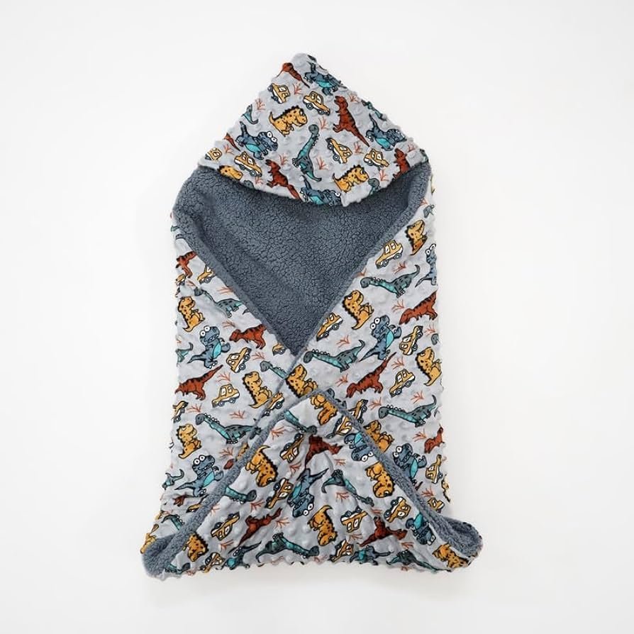 Hooded Baby Blanket Swaddler Wrapper Flannel Soft and Comfortable for New Born Baby Girls and Boys-Wrap Grey - Image 2