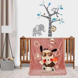 Baby Blanket Swaddler Wrapper Flannel Soft and Comfortable for New Born Babies with Adorable Prints and Designs-Happy Mauve