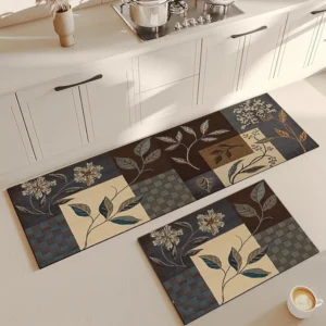 Set of 2 Anti-Fatigue Memory Foam Kitchen & Floor Mats | Waterproof Cushioned Rugs for Cooking, Sink, Office & Balcony (120x40 cm & 60x40 cm)