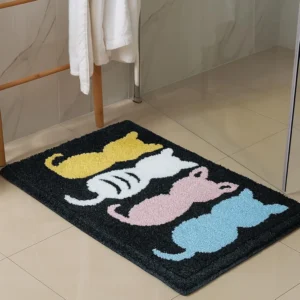 2000 GSM Microfiber Cat Bath Mat (40x60 cm) - Super Soft, Absorbent & Anti-Skid Floor Mat (Multicolor)