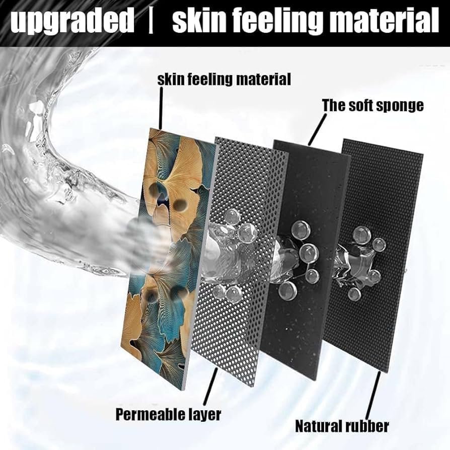 Non-Slip Textured Bathroom Mat (60x40 cm) - Water Absorbent Thin Square Shower Rug for Home (Gold Leaf Design) - Image 3