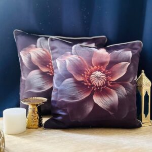 Satin Cushion Cover 16x16 Inches – Hazel Floral Charm | Modern Luxurious Design