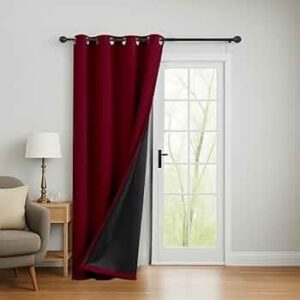 100 Blackout Curtain Thermal Insulated Full Room Darkening Noise Reducing Double Layer Curtain with Black Liner, Sold as 1 Curtain(Black Liner)
