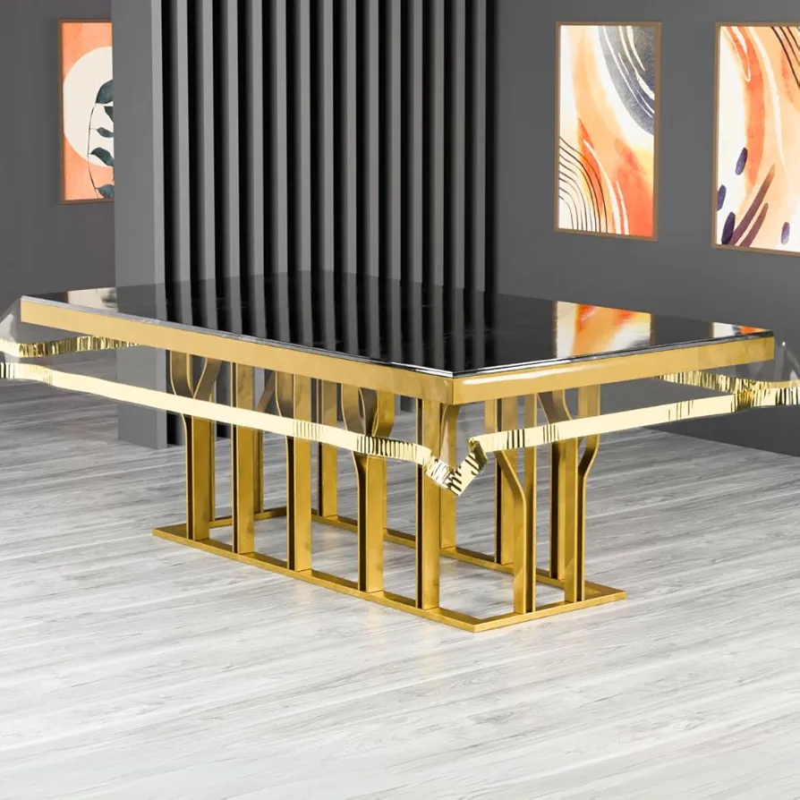 Modern Transparent PVC Table Cover – Waterproof & Durable, Crystal Gold Border, 60x90 Inch - Image 4