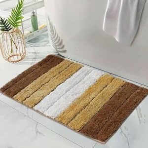 2500 GSM Luxury Microfiber Bath Mat - High Pile Anti-Skid & Quick-Dry Tufted Rug for Bathroom and Entrance (Tobacco)