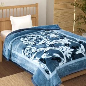 Super Soft Cloudy Printed Single Bed Blanket (Blue)