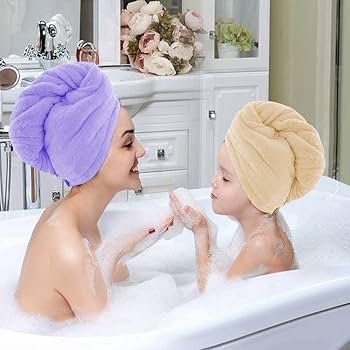 Hair Towel Wrap Absorbent Towel Hair-Drying Bathrobe Magic Hair Wrap Towel Super Quick-Drying Microfiber 500 GSM Bath Towel Hair Dry Cap Salon Towel-Multicolor (Pack of 02) - Image 2