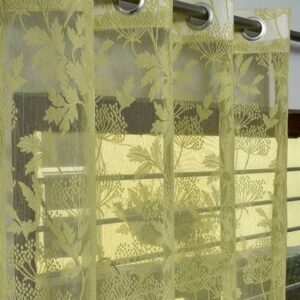 Sheer Curtains for Bedroom Door 7Ft, Grommet Semi-Net Transparent Vertical Drapes, Light Filtering Curtain Panel for Living Room Decor, 1 Piece, Jhaad Green