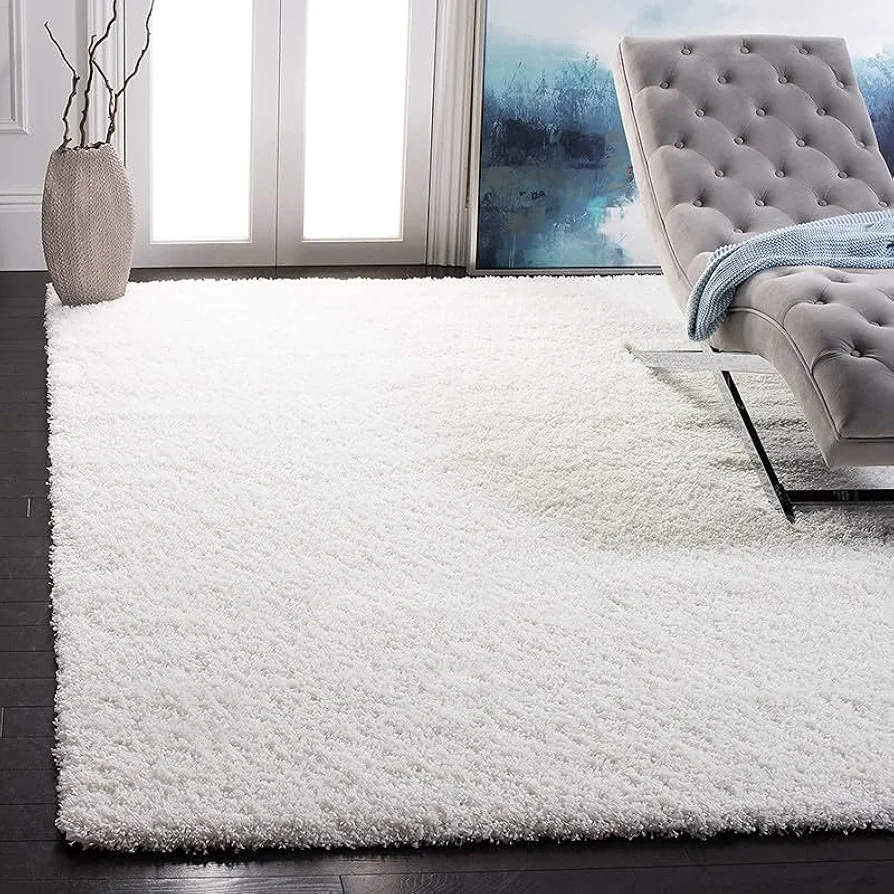 White Shaggy Rug Set – 2 Pieces, 4x6 ft Each, Soft Microfibre Carpet for Living Room & Bedroom