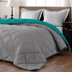 200 GSM Blanket for Summer Double Bed (Teal & Grey)
