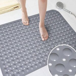 Soft Pebble PVC Anti-Slip Shower Mat (88x58 cm) - Bathroom Safety Mat (Grey)