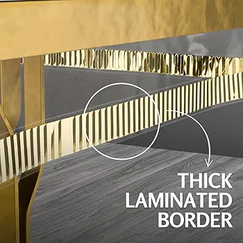 Modern Transparent PVC Table Cover – Waterproof & Durable, Crystal Gold Border, 60x90 Inch - Image 2