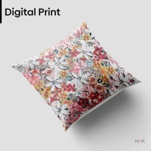 Floral Cotton Cushion Cover 16x16 Inches – Floral Charm, Classic Floral Style