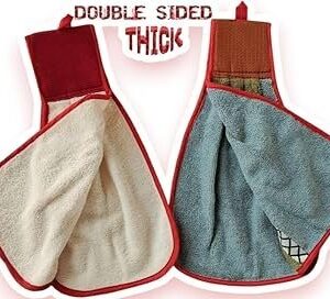 Hand Wash Basin~ Kitchen~Double Sided~ Cotton ~Velvet Mix~Multipurpose~Soft Touch Hanging Towel (Pack of 2, Multi Color)