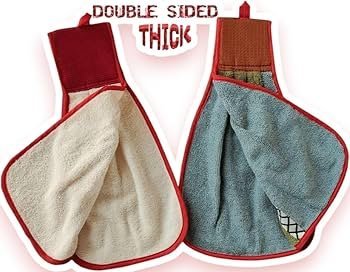 Hand Wash Basin~ Kitchen~Double Sided~ Cotton ~Velvet Mix~Multipurpose~Soft Touch Hanging Towel (Pack of 2, Multi Color)