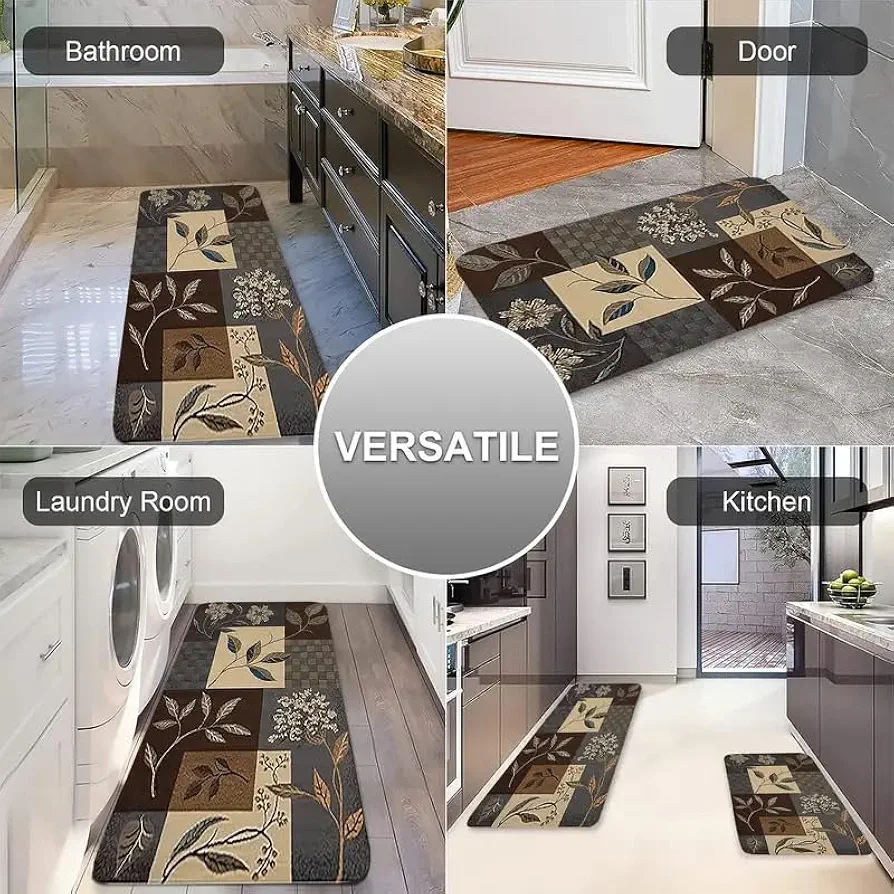 Set of 2 Anti-Fatigue Memory Foam Kitchen & Floor Mats | Waterproof Cushioned Rugs for Cooking, Sink, Office & Balcony (120x40 cm & 60x40 cm) - Image 3